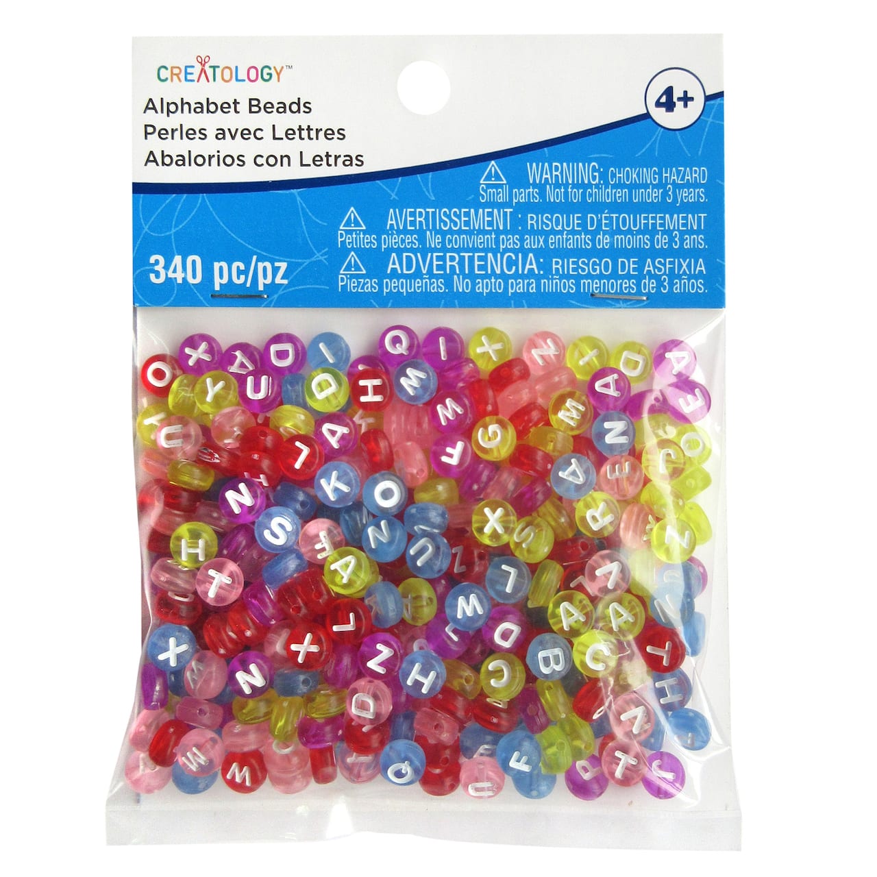 12 Packs: 340 ct. (4,080 total) Bright Round Alphabet Beads by Creatology™, 7.5mm